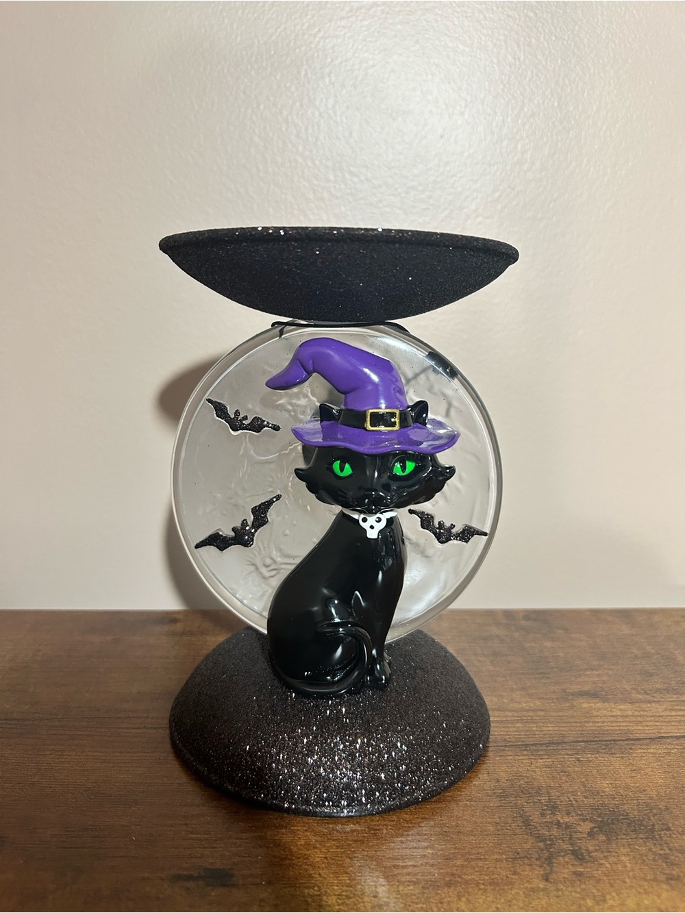 Bath & Body Works Halloween Black Cat Witch Light-Up 3-Wick Candle Holder